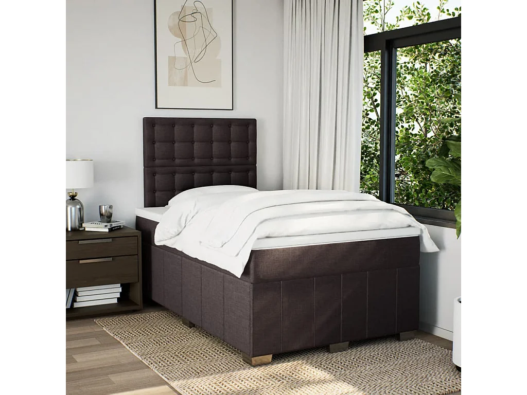 Sommier à lattes de lit avec matelas Marron foncé 120x200 cm