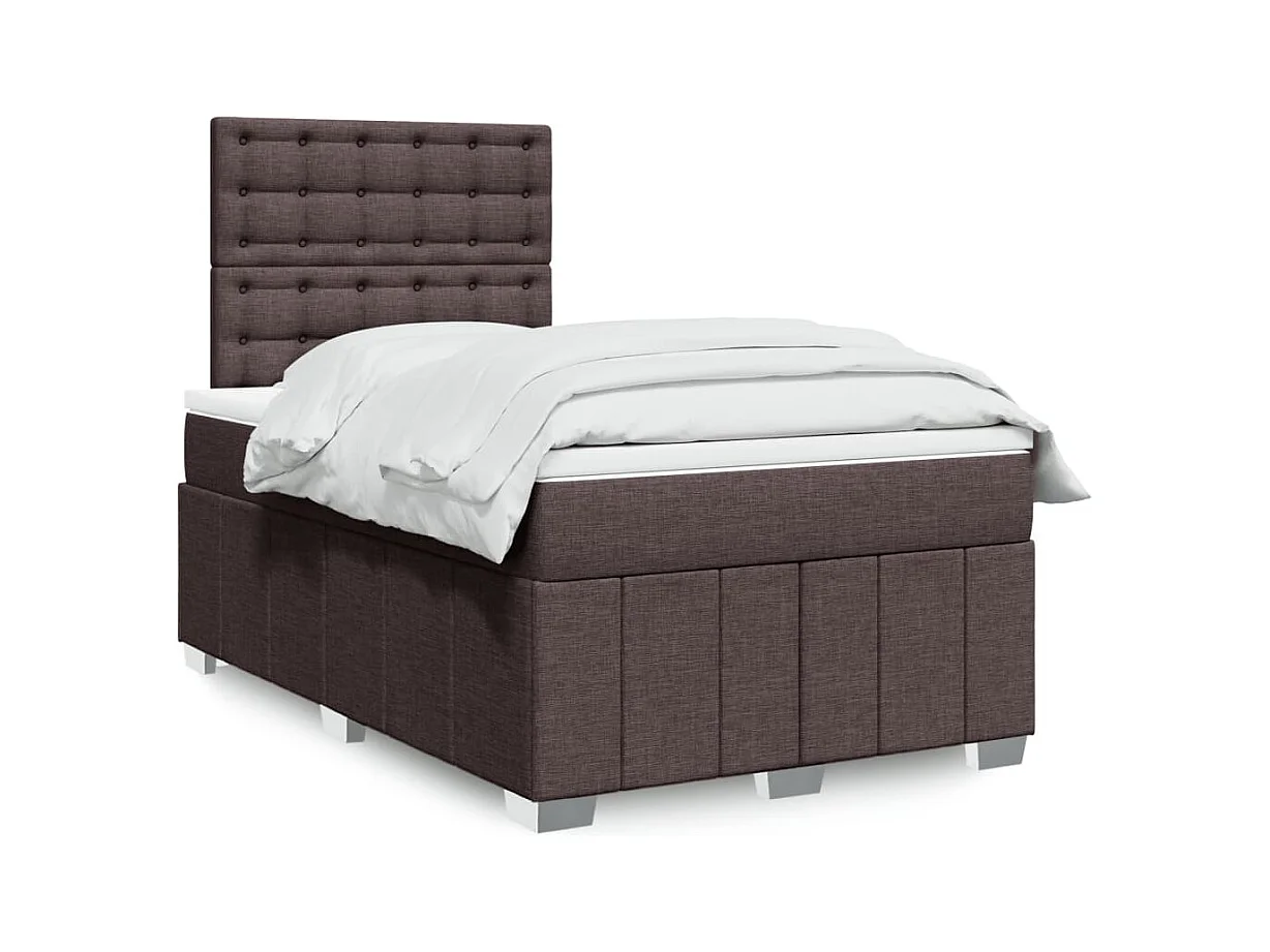 Boxspring met matras stof donkerbruin 120x200 cm