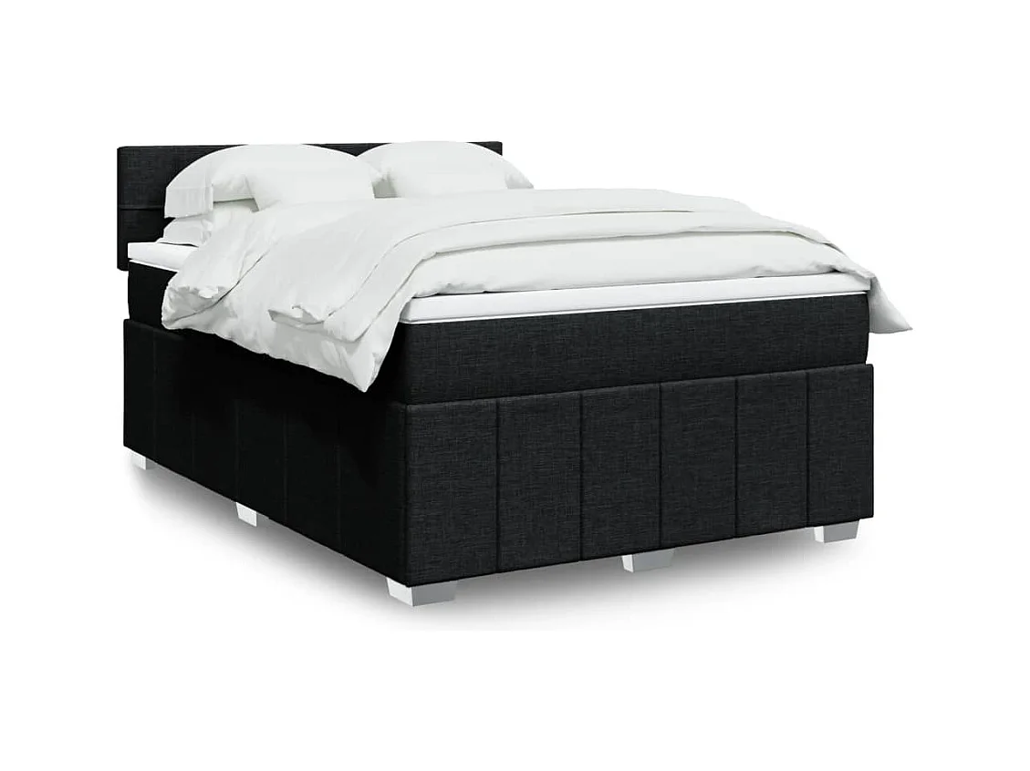 Sommier à lattes de lit avec matelas Noir 160x200 cm Tissu
