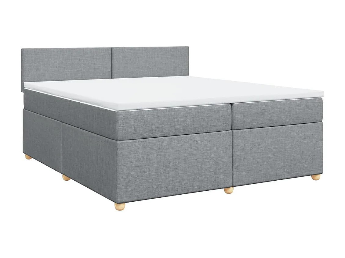 Sommier à lattes de lit avec matelas Gris clair 200x200cm Tissu