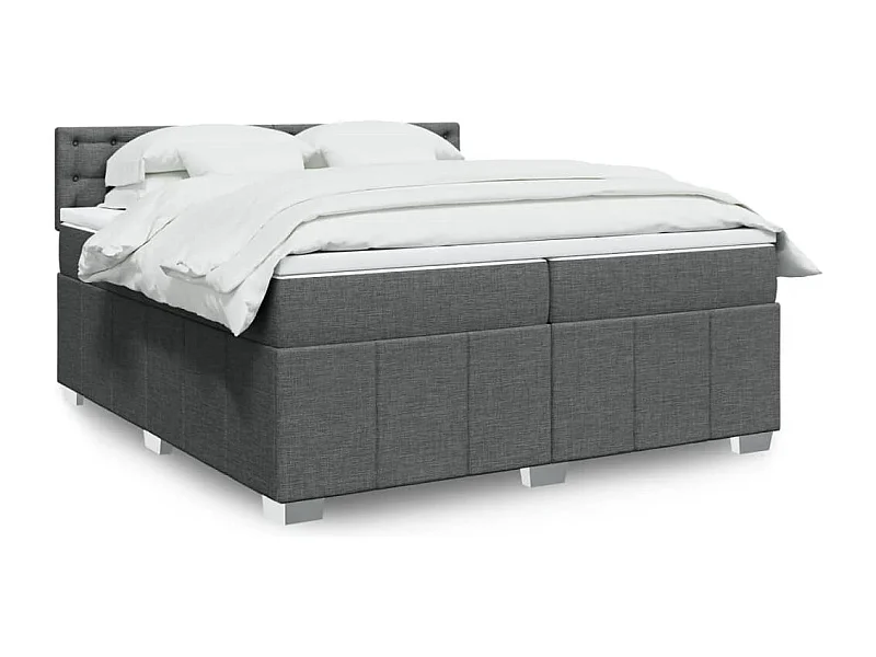 Sommier à lattes de lit avec matelas Gris foncé 200x200cm Tissu
