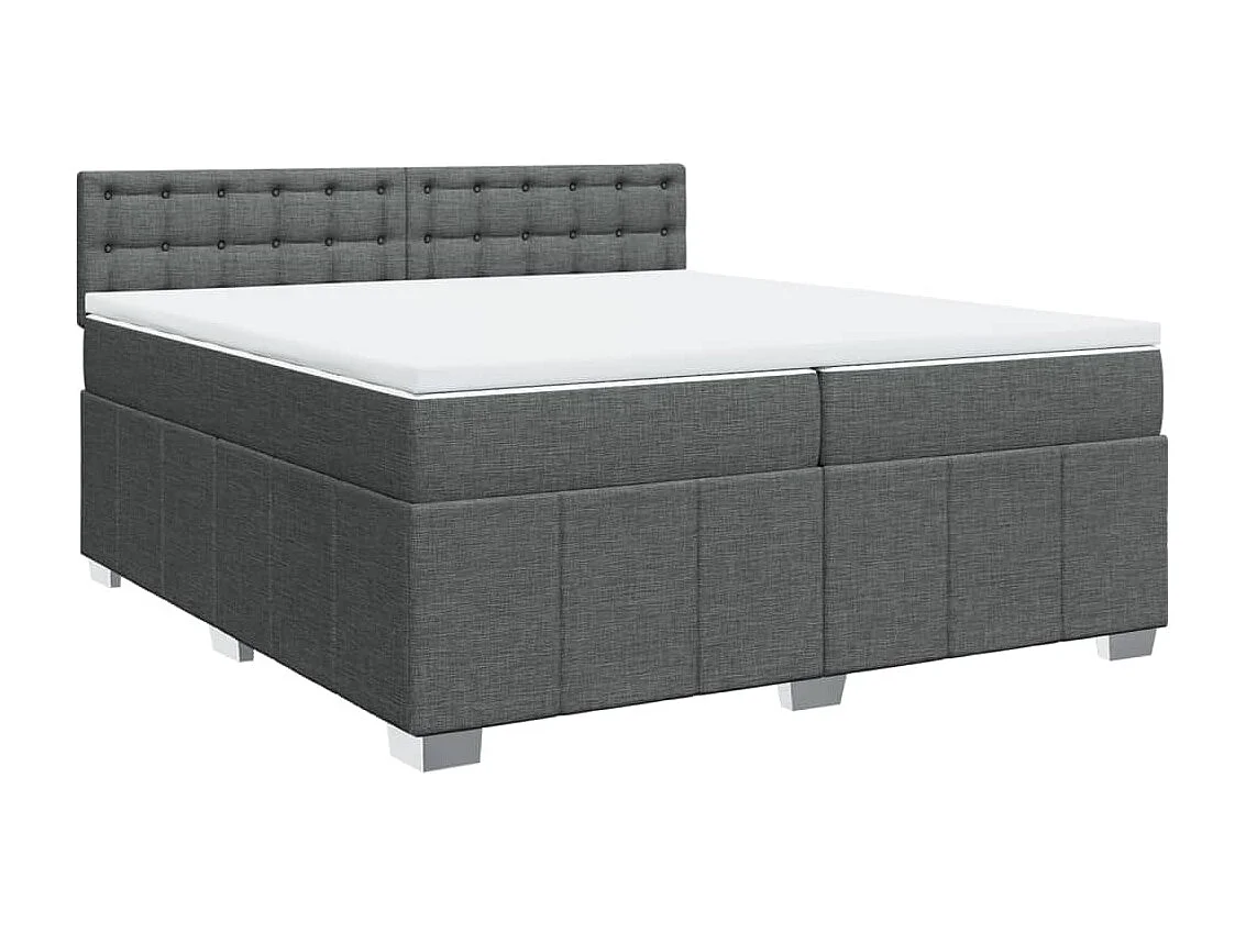 Sommier à lattes de lit avec matelas Gris foncé 200x200cm Tissu