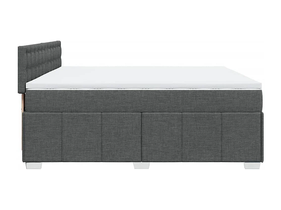 Sommier à lattes de lit avec matelas Gris foncé 200x200cm Tissu