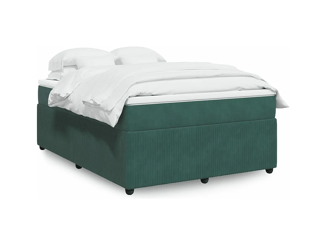 Sommier à lattes de lit et matelas Vert foncé 140x190cm Velours