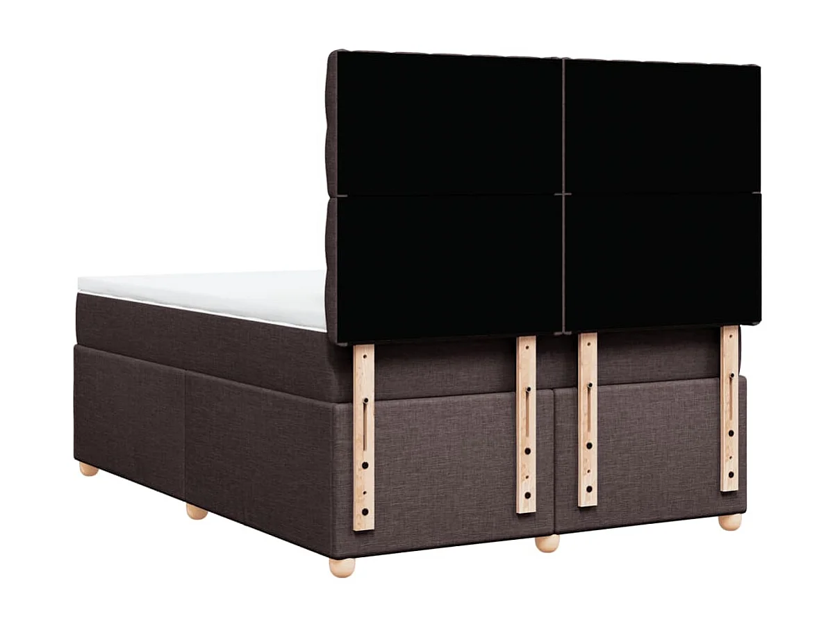 Cama box spring con colchón tela marrón oscuro 160x200 cm