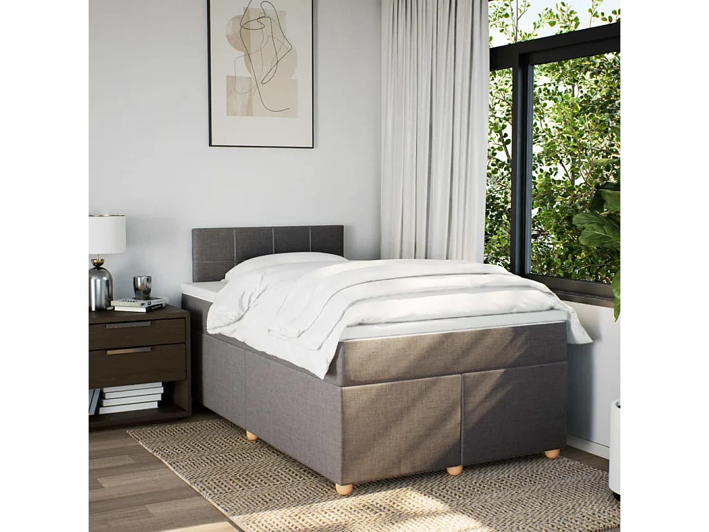 Sommier à lattes de lit avec matelas taupe 120x190 cm tissu