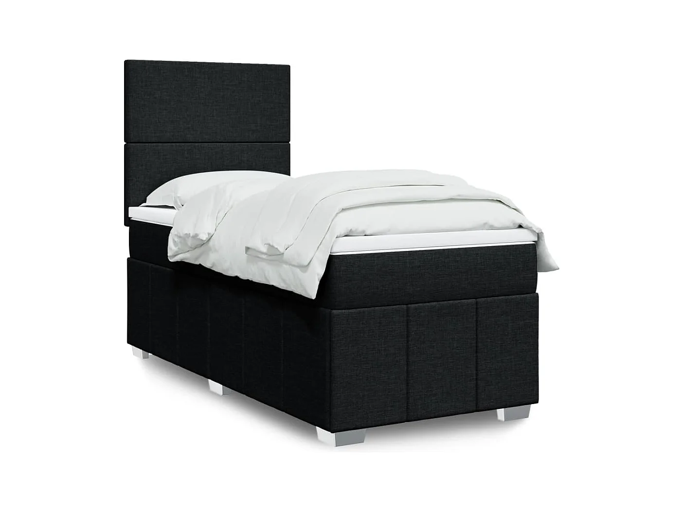 Cama box spring con colchón tela negro 100x200 cm