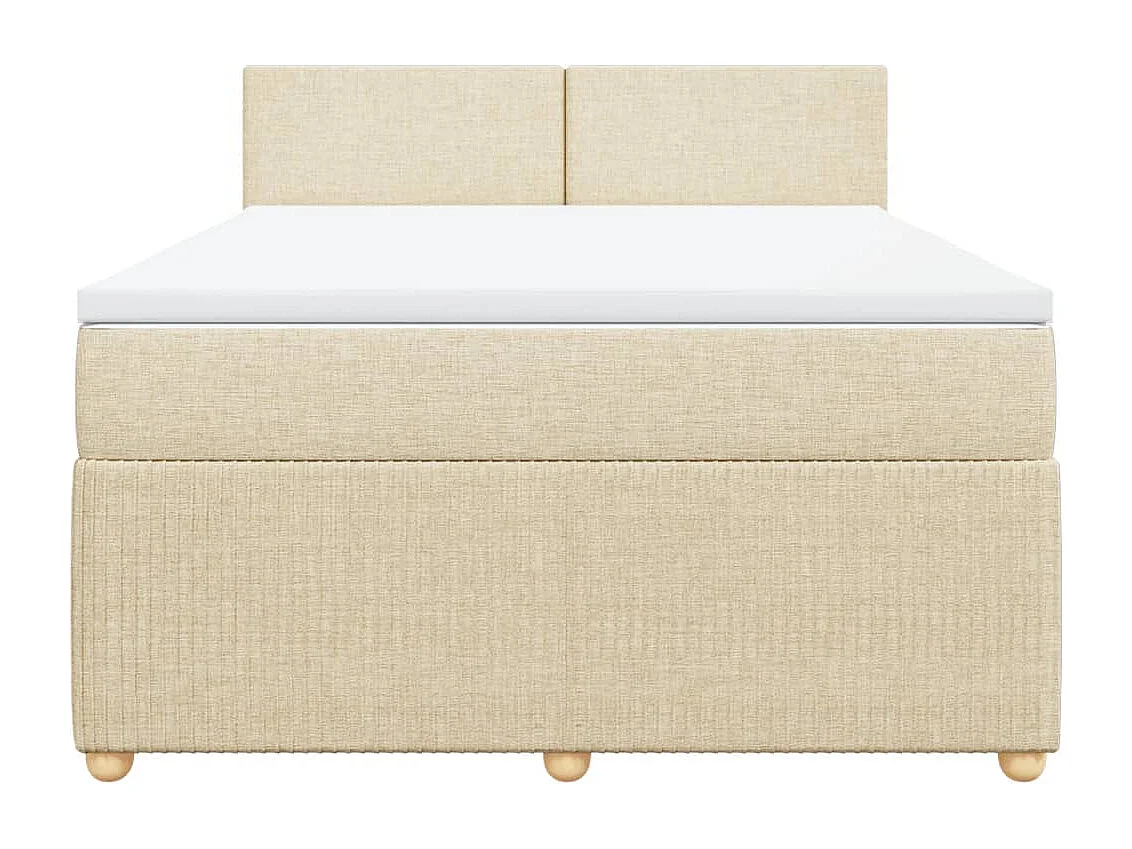 Cama box spring con colchón tela color crema 140x190 cm