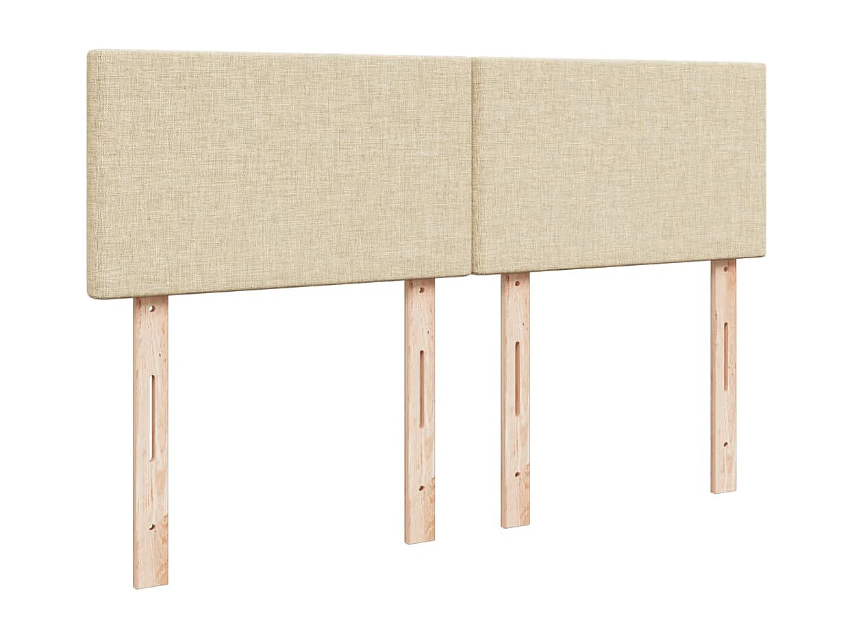 Cama box spring con colchón tela color crema 140x190 cm