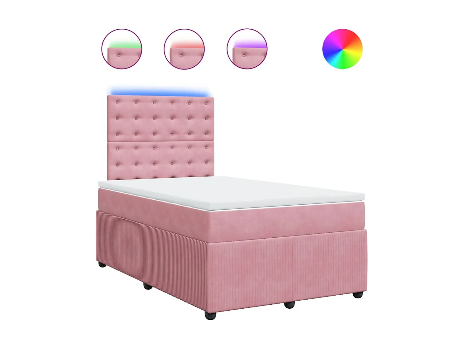 Cama box spring con colchón terciopelo rosa 120x190 cm