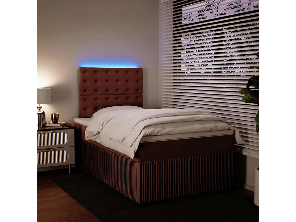 Cama box spring con colchón terciopelo rosa 120x190 cm