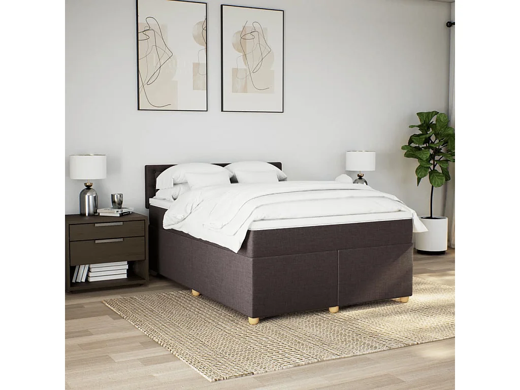 Sommier à lattes de lit avec matelas Marron foncé 160x200 cm