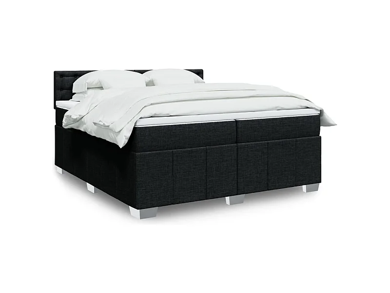 Sommier à lattes de lit avec matelas Noir 200x200 cm Tissu