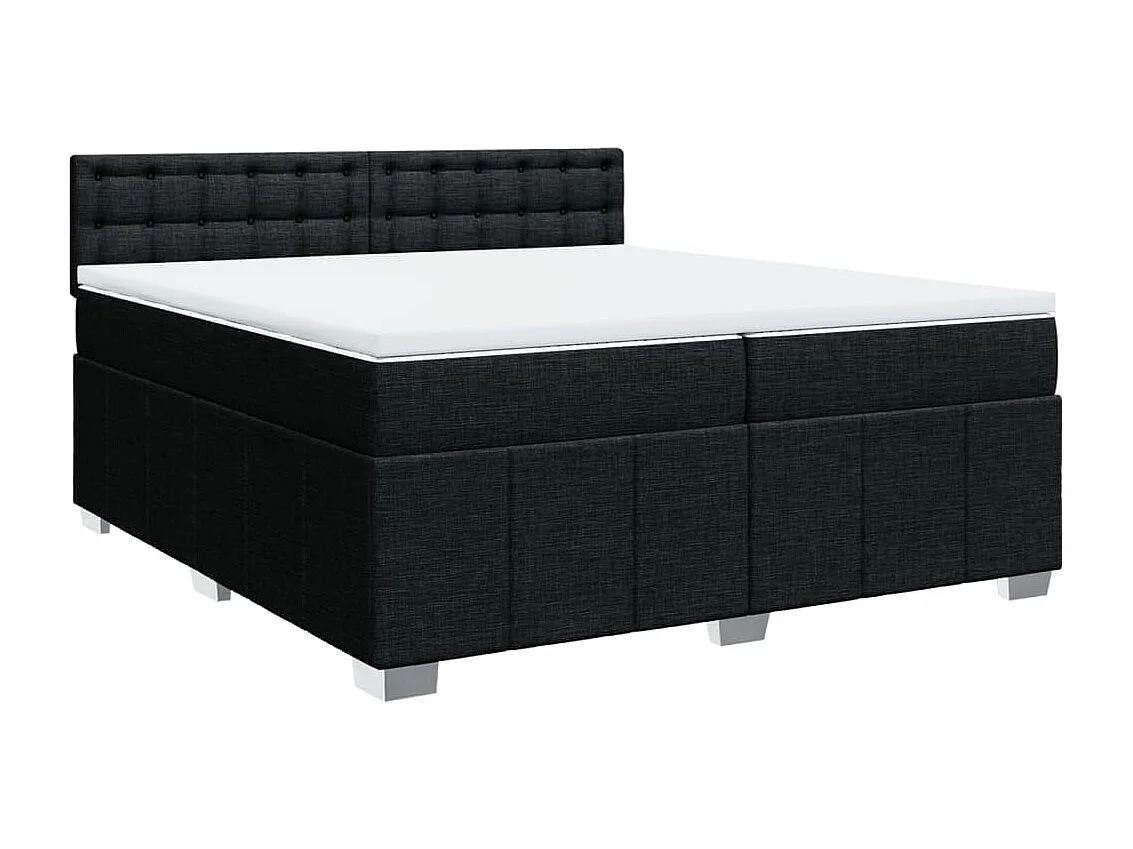 Sommier à lattes de lit avec matelas Noir 200x200 cm Tissu