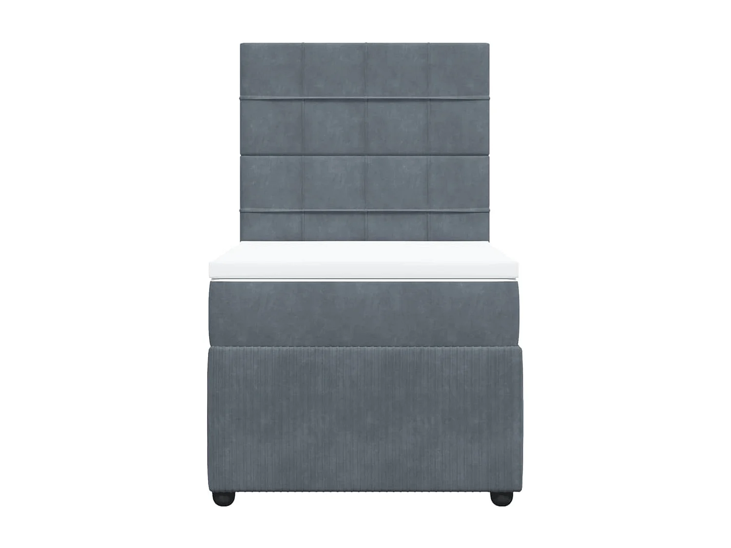 Cama box spring con colchón terciopelo gris oscuro 90x190 cm