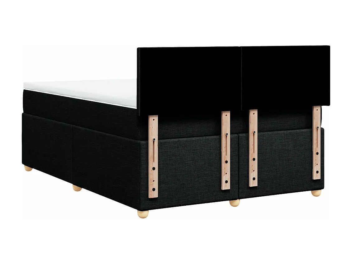 Cama box spring con colchón tela negro 160x200 cm