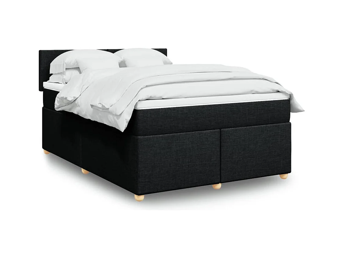Sommier à lattes de lit avec matelas Noir 160x200 cm Tissu
