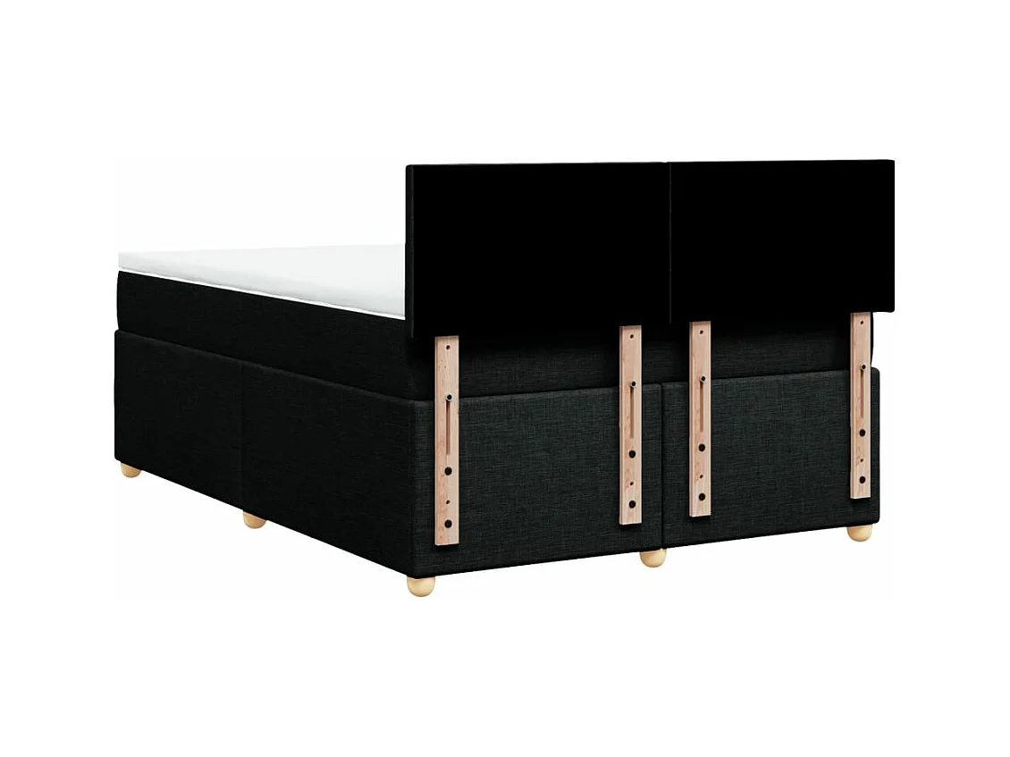 Sommier à lattes de lit avec matelas Noir 160x200 cm Tissu