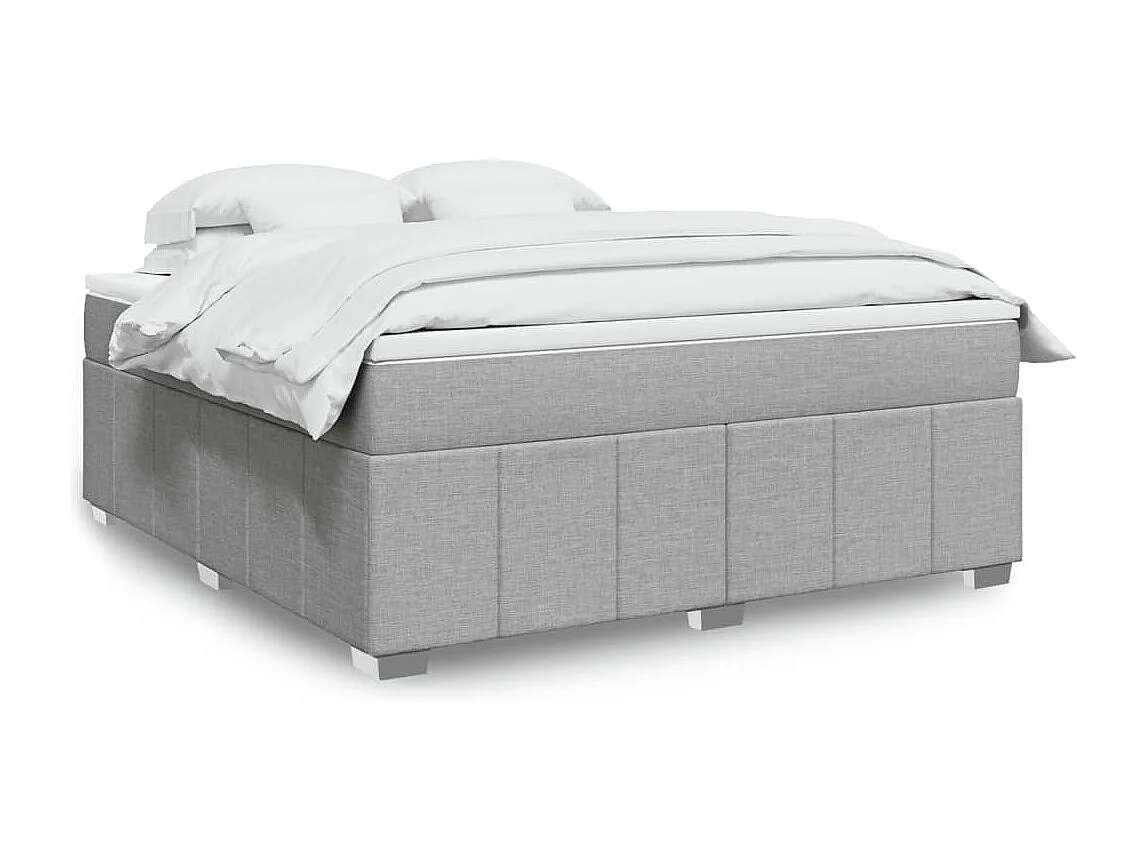 Cama box spring con colchón tela gris claro 180x200 cm