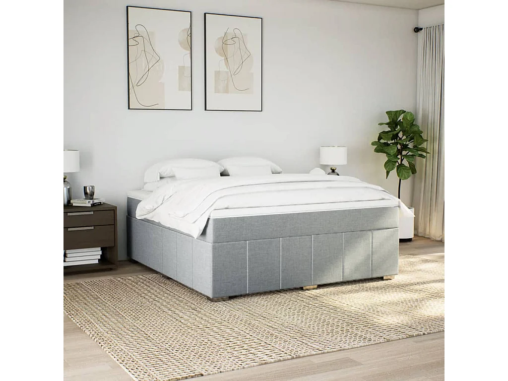Sommier à lattes de lit avec matelas Gris clair 180x200cm Tissu