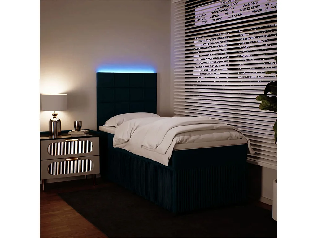 Cama boxspring com colchão 80x200 cm veludo azul