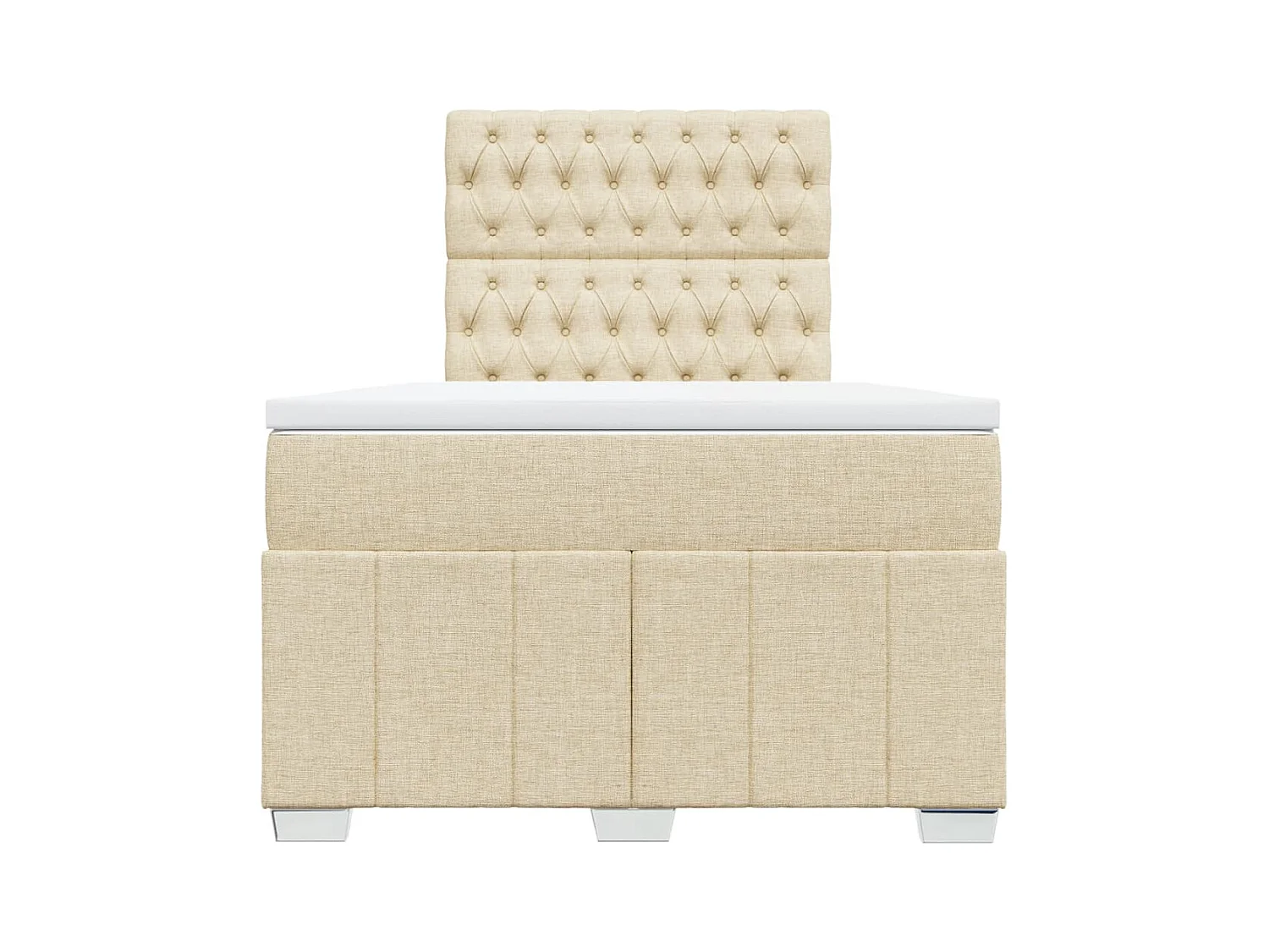 Sommier à lattes de lit avec matelas Crème 120x200 cm Tissu