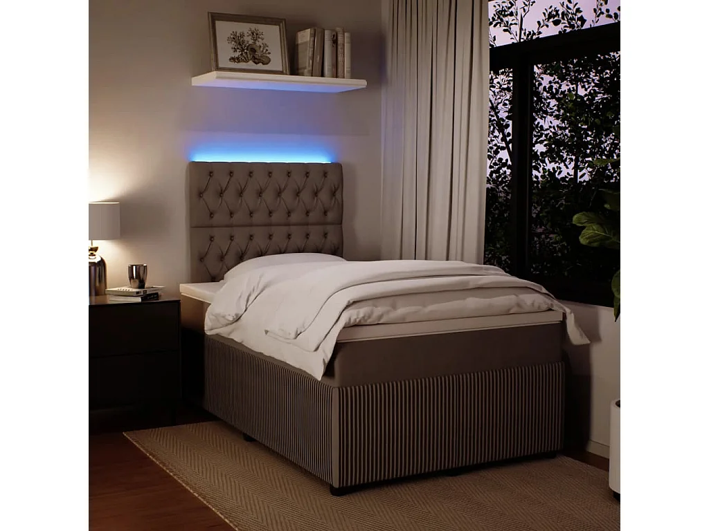 Cama box spring con colchón terciopelo gris claro 120x200 cm