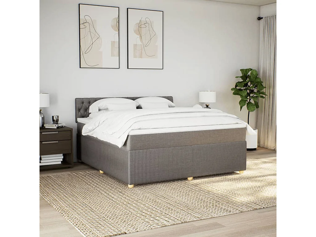 Boxspring met matras stof taupe 180x200 cm