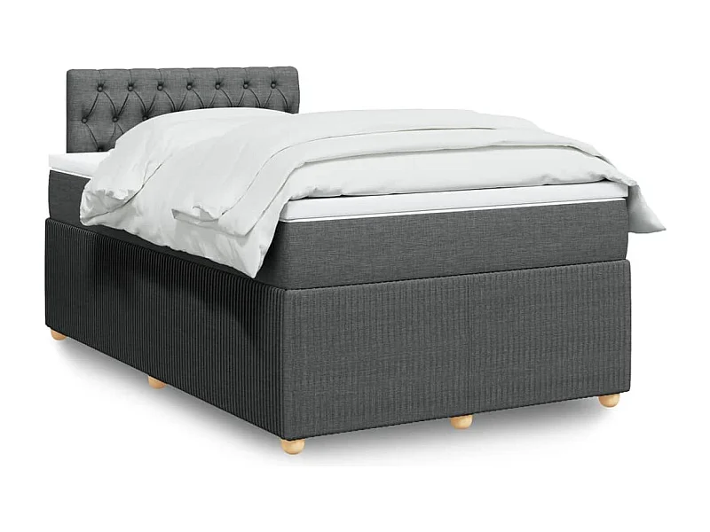 Cama boxspring com colchão 120x190 cm tecido cinzento-escuro