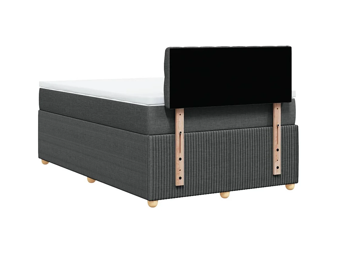 Cama box spring con colchón tela gris oscuro 120x190 cm