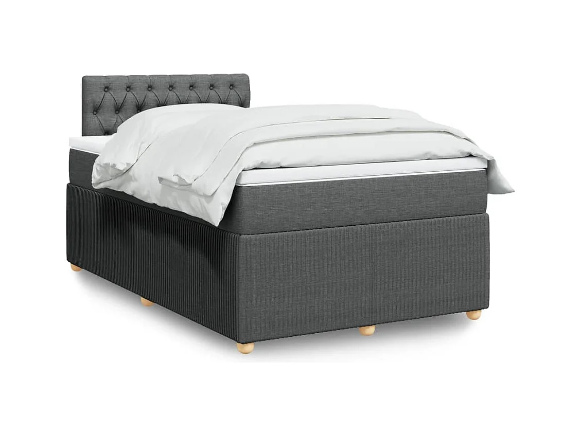 Sommier à lattes de lit avec matelas gris foncé 120x190cm tissu