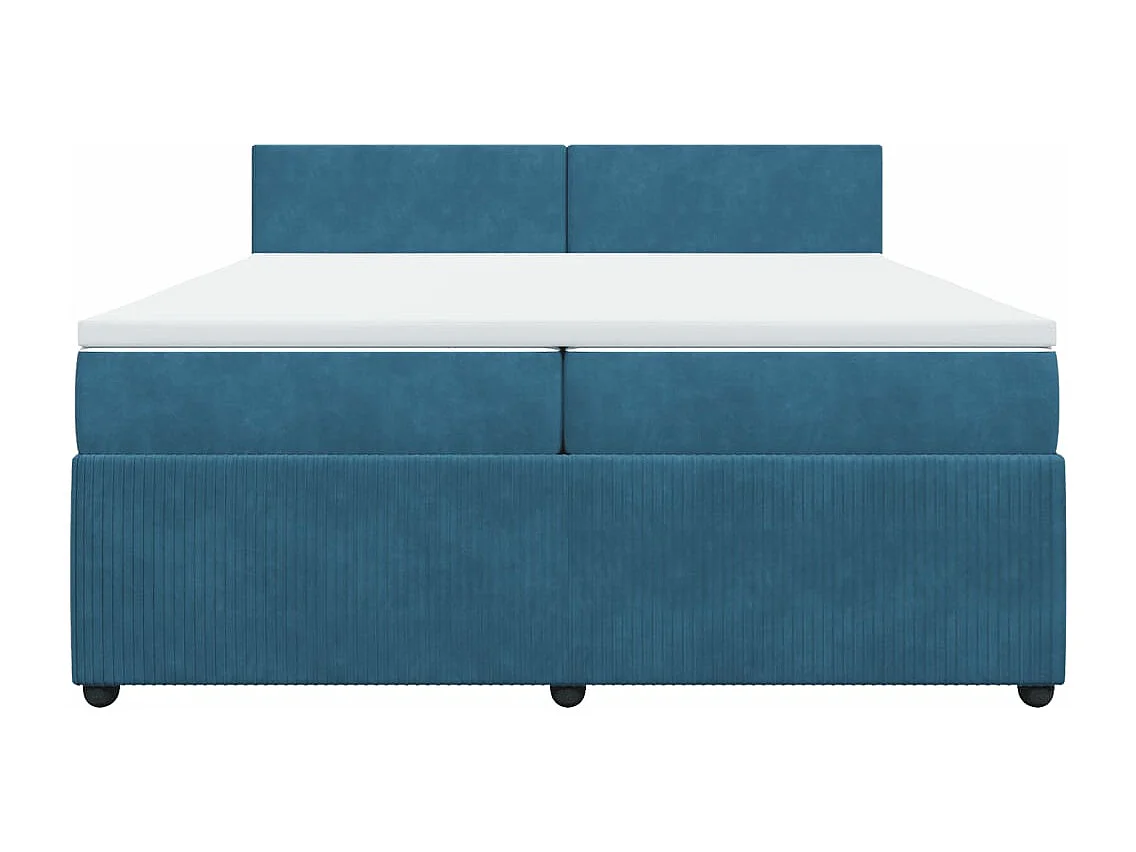 Cama box spring con colchón terciopelo azul 200x200 cm