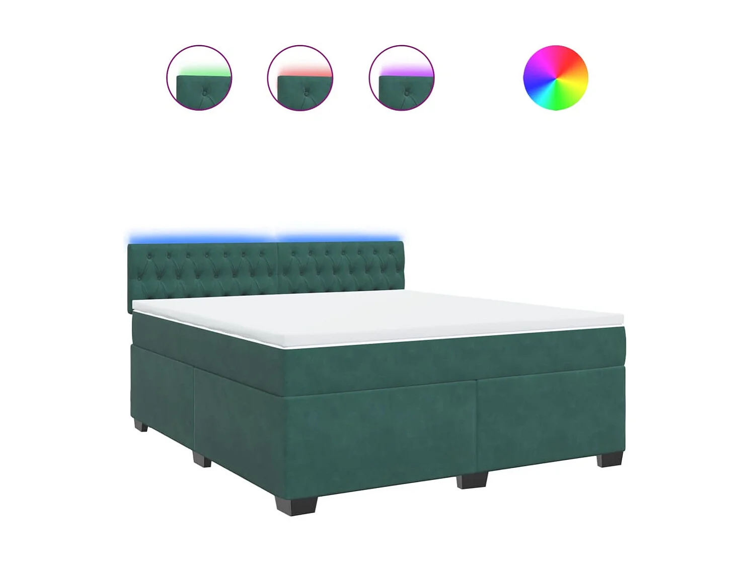 Sommier à lattes de lit et matelas Vert foncé 180x200cm Velours