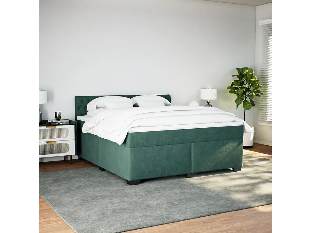 Sommier à lattes de lit et matelas Vert foncé 180x200cm Velours