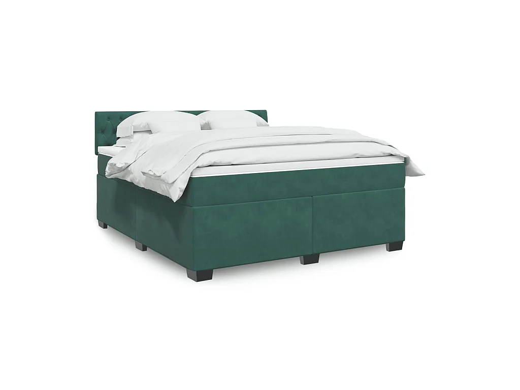 Cama box spring con colchón terciopelo verde oscuro 180x200 cm