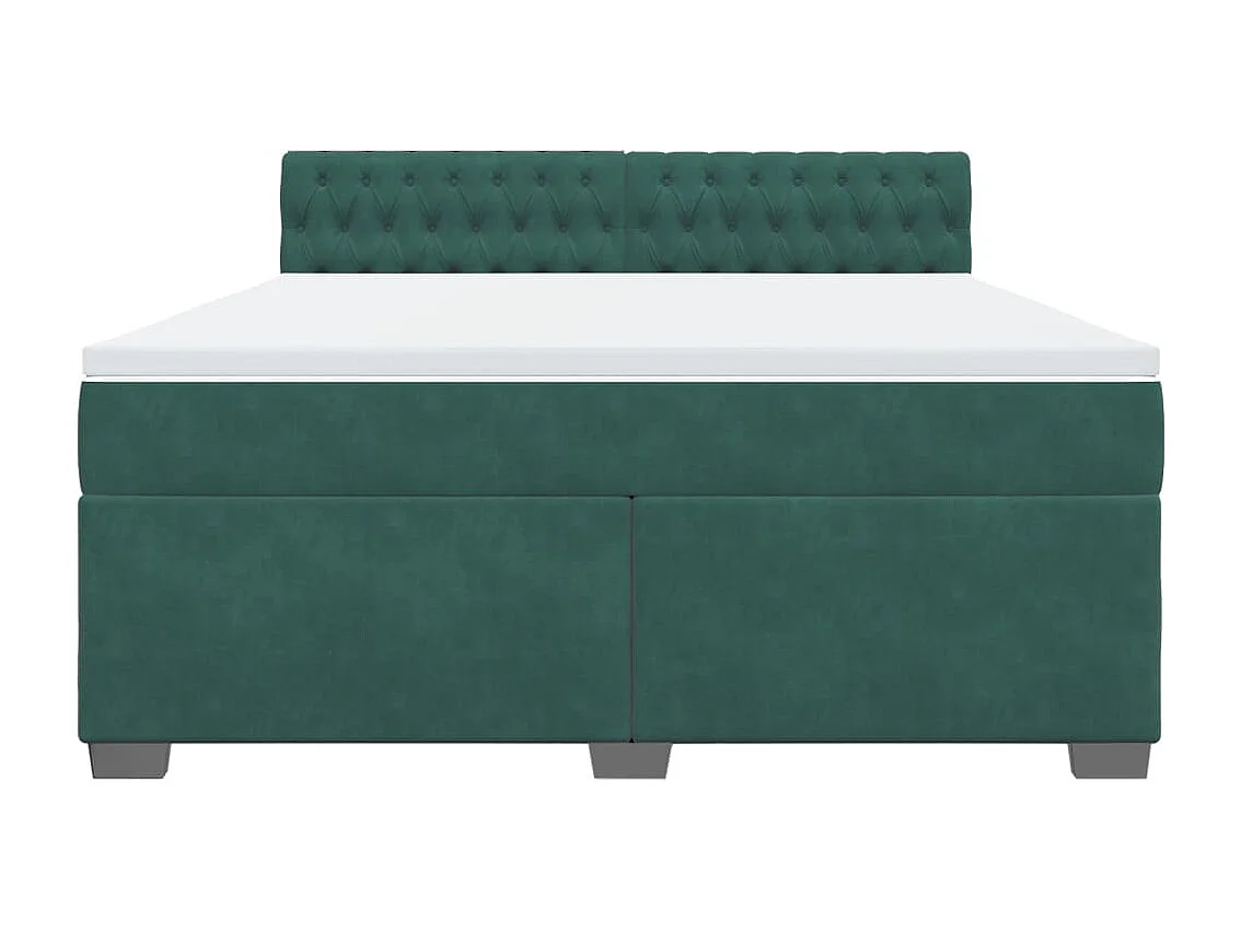 Cama box spring con colchón terciopelo verde oscuro 180x200 cm