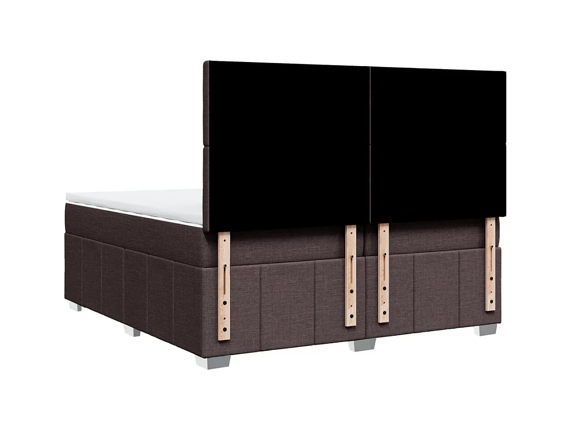 Cama box spring con colchón tela marrón oscuro 200x200 cm