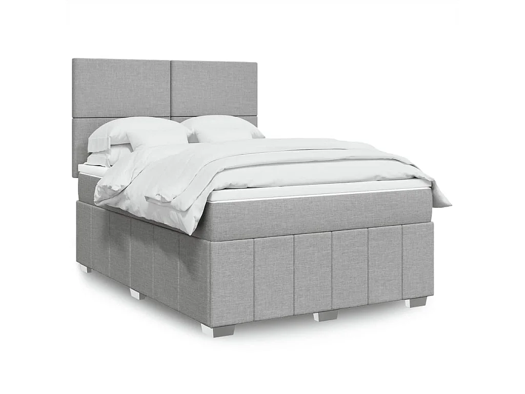 Sommier à lattes de lit avec matelas Gris clair 140x190cm Tissu