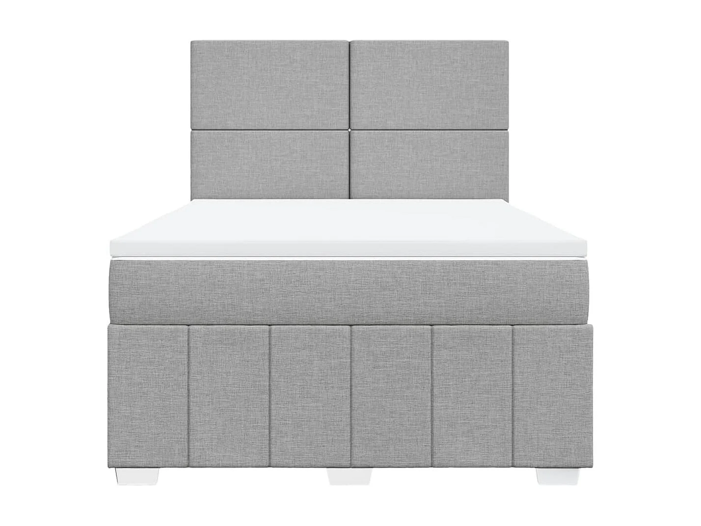 Cama box spring con colchón tela gris claro 140x190 cm