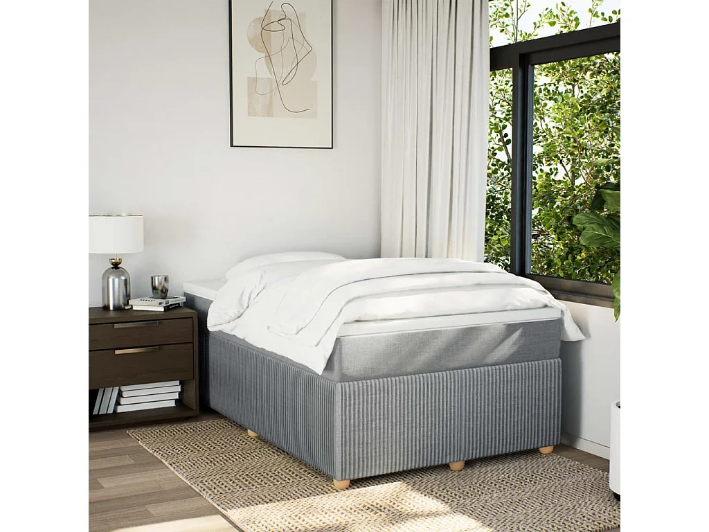Sommier à lattes de lit et matelas gris clair 120x190 cm tissu