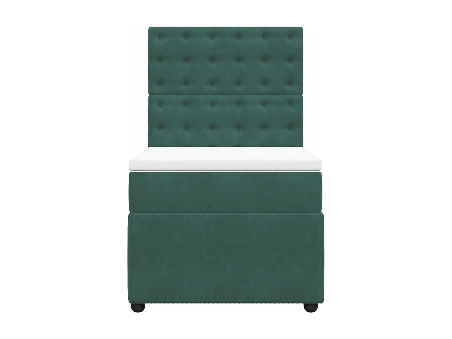 Cama box spring con colchón terciopelo verde oscuro 90x190 cm