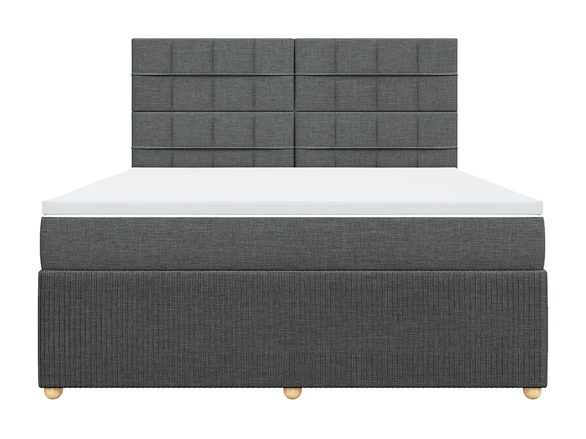 Cama box spring con colchón tela gris oscuro 180x200 cm