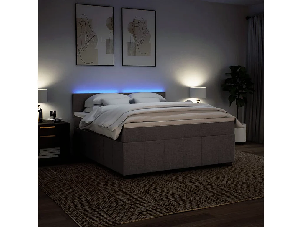 Cama com molas/colchão 180x200 cm tecido castanho-acinzentado