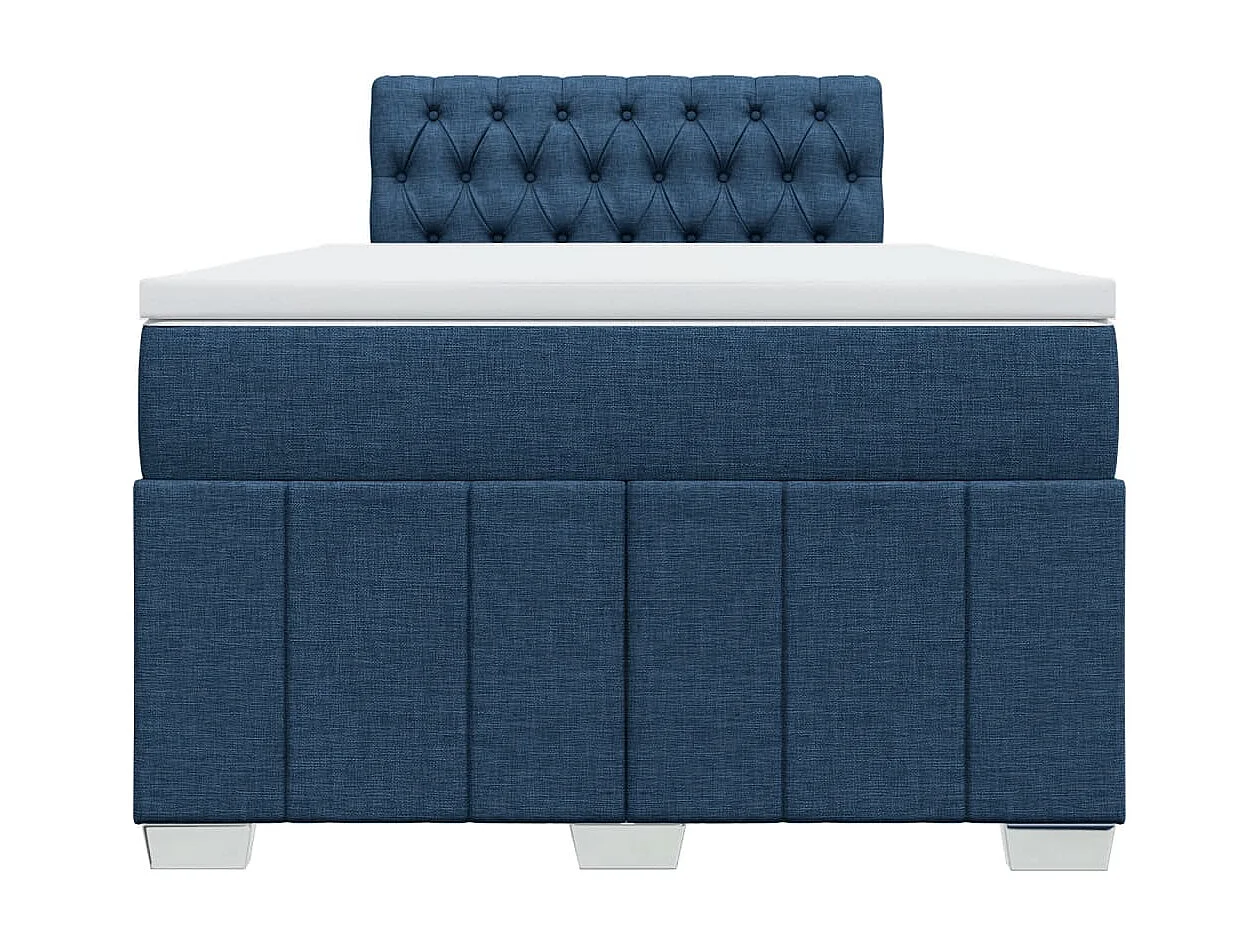 Cama box spring con colchón tela azul 120x190 cm