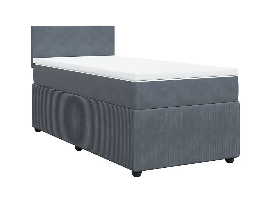 Sommier à lattes de lit et matelas Gris foncé 90x190 cm Velours