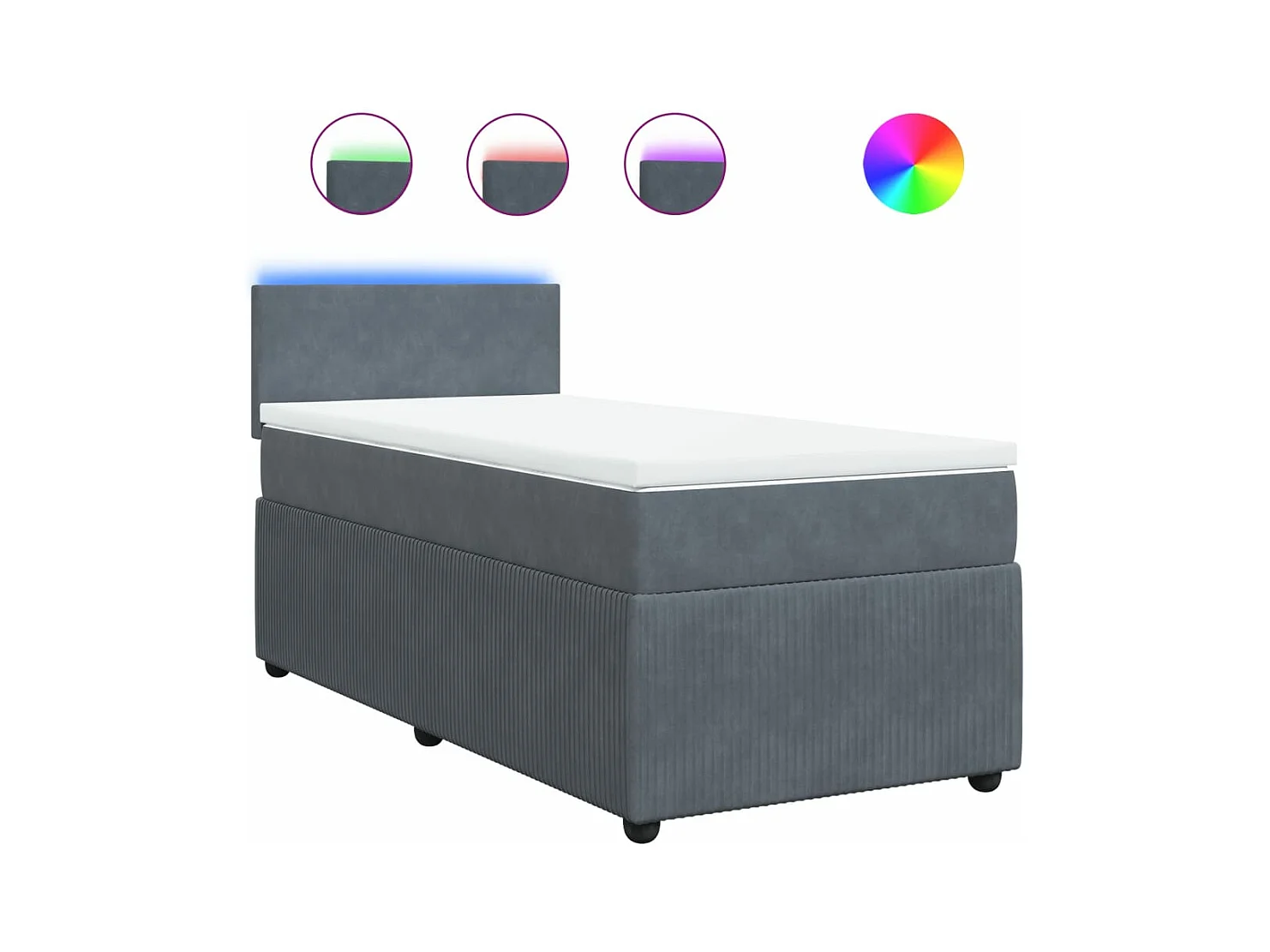 Sommier à lattes de lit et matelas Gris foncé 90x190 cm Velours