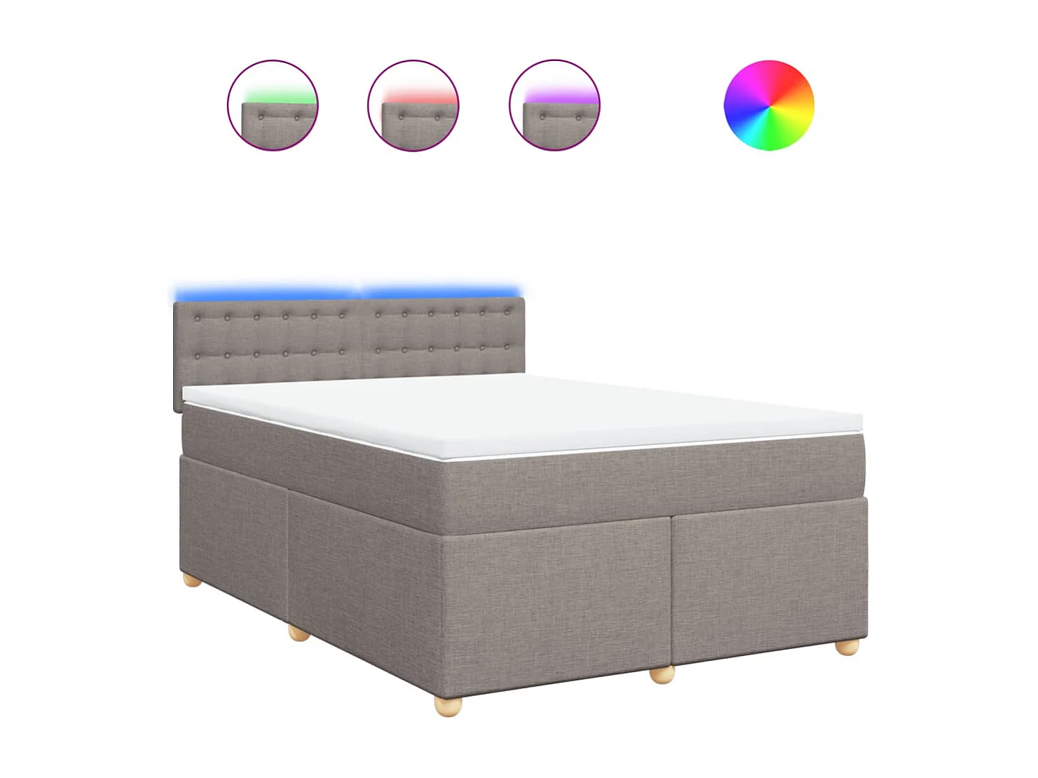 Sommier à lattes de lit avec matelas Taupe 140x190 cm Tissu