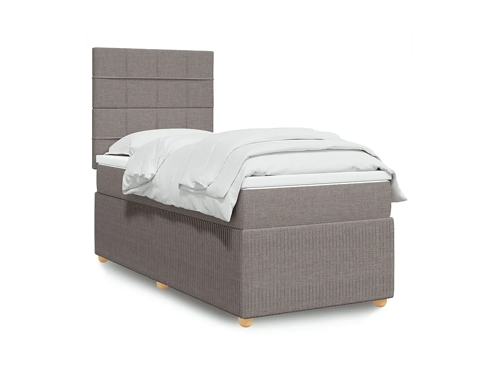 Sommier à lattes de lit avec matelas Taupe 90x190 cm Tissu