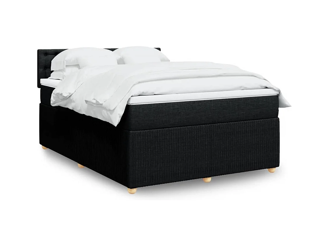Sommier à lattes de lit avec matelas Noir 140x190 cm Tissu