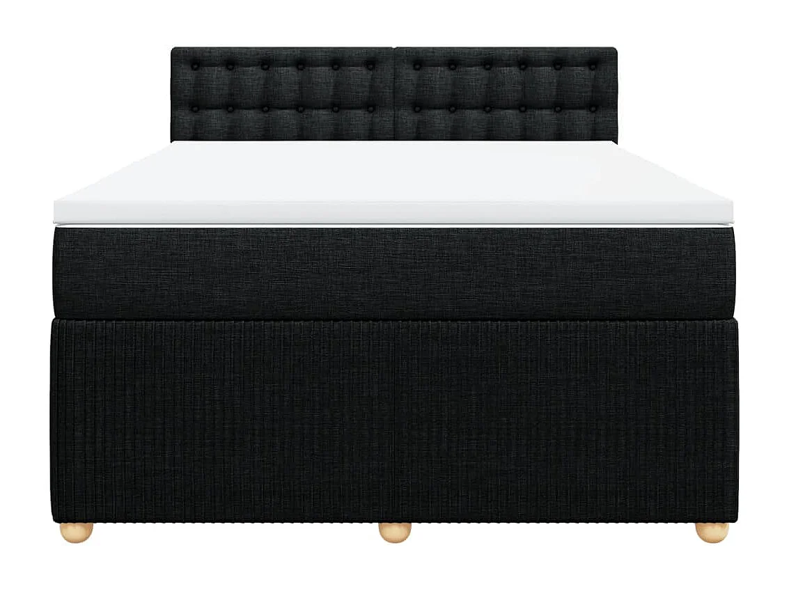 Sommier à lattes de lit avec matelas Noir 140x190 cm Tissu